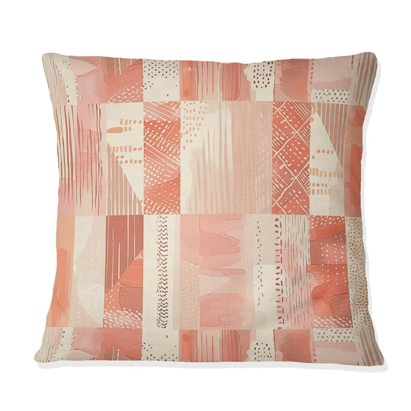 Coussin Peach Boho Pastal, Carrée, H 16 po x l 16 po