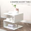 Table de bout moderne de 20 po, table d'appoint décorative, table basse en forme de S avec tablette de rangement et poteaux en acier, blanc