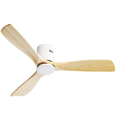 52 pouces ventilateur de plafond naturel 3 pales en bois massif ventilateur silencieux réversible DC moteur à télécommande pour le salon