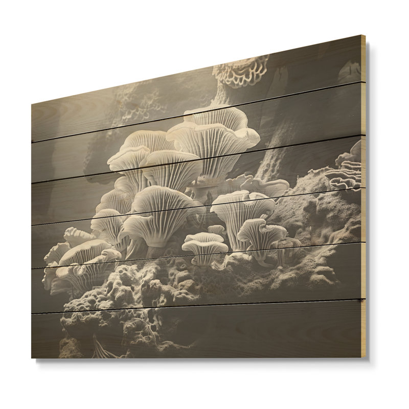Anémone récif I - corail côtier sous l'eau, art mural sur bois de pin naturel, H 10 po x l 20 po