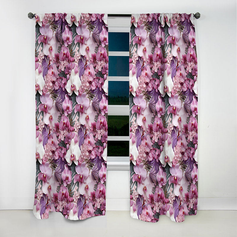 Motif tropical Orchid Dreams - Rideau floral - Rideau occultant floral - 1 panneau, L 52 po x L 63 po