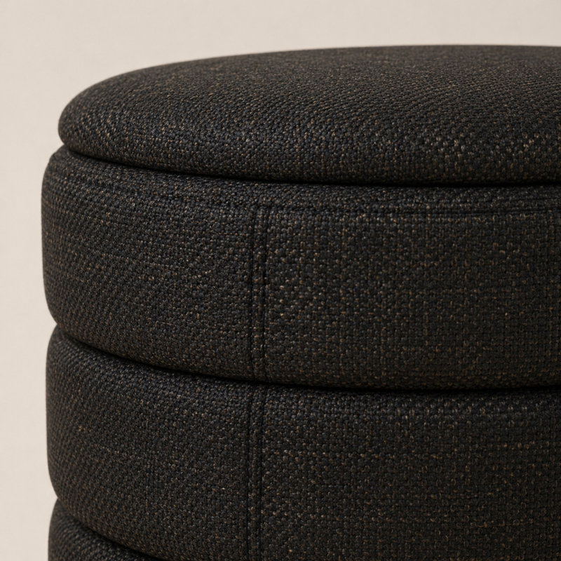 Stylish Linen Cylinder Storage Ottoman, Chocolate