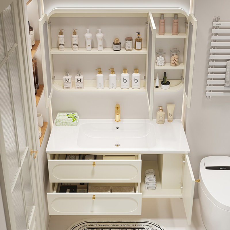 Armoire de salle de bain luxueuse de style français, Crème, crème