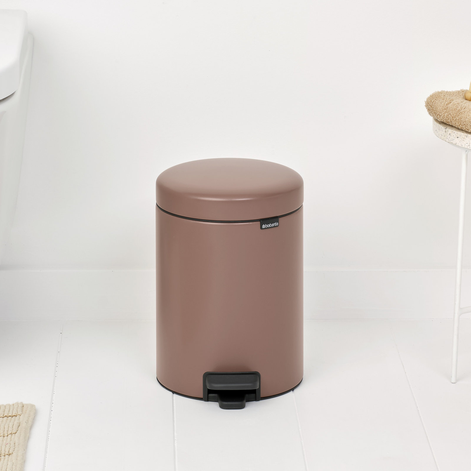 Brabantia NewIcon Step On Trash Can, 1.3 Gallon (5 Liter), Satin Taupe