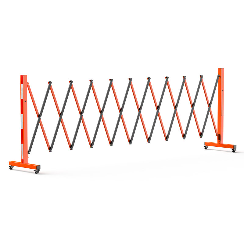 Barrière de sécurité pliable 9 bar en métal pour barrière de sécurité, H 3,4 pi x l 23 pi, Orange