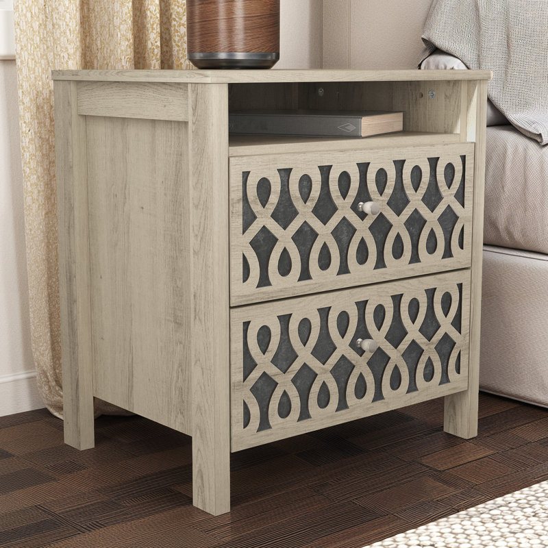 Allysyn 20.9'' W 2-Drawer Manufactured Wood Nightstand, Beige