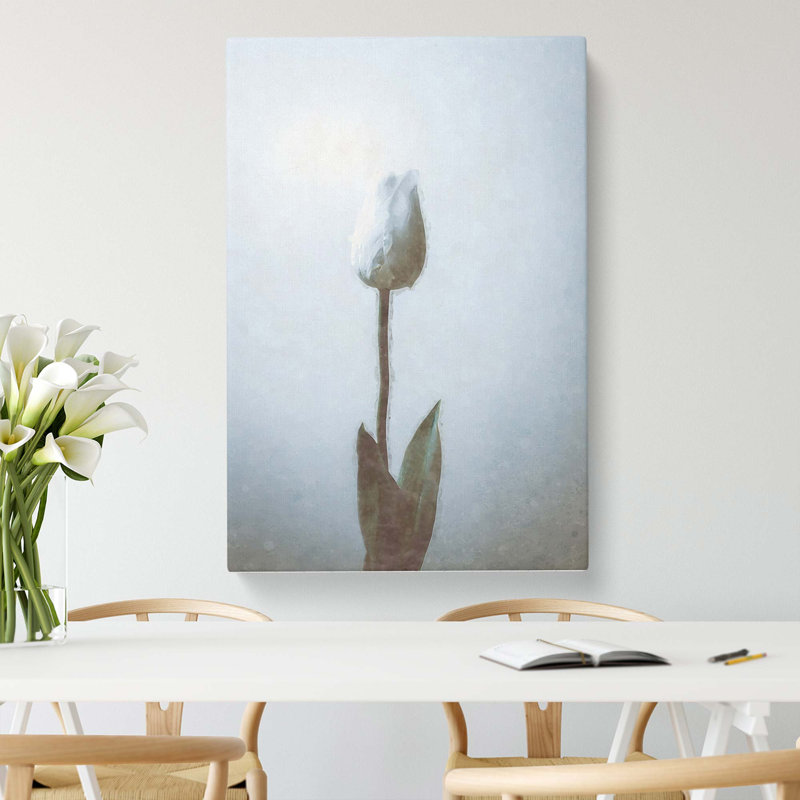 Solitary White Tulip In Abstract - Wrapped Canvas, 76cm H x 50cm W x 3cm D