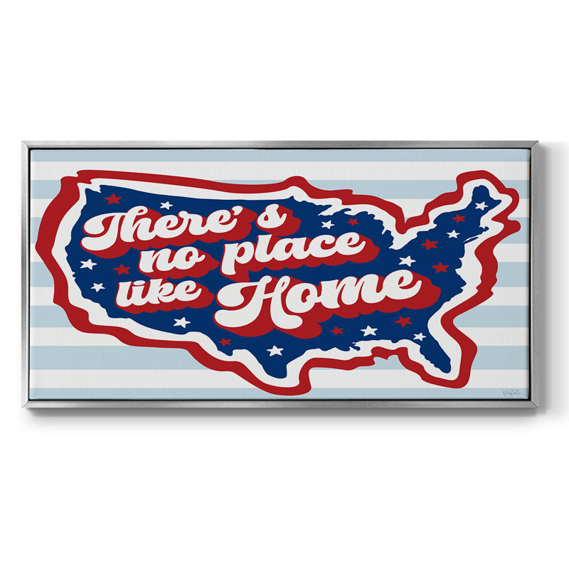 Retro USA - Toile tendue avec châssis encadré - Prêt à accrocher, H 25 po x l 49 po, Argent argent