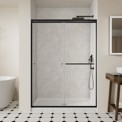 50-54" W X 72" H Double Sliding Frame Shower Door With 1/4" (6Mm) SGCC Clear Tempered Glass, Matte Black