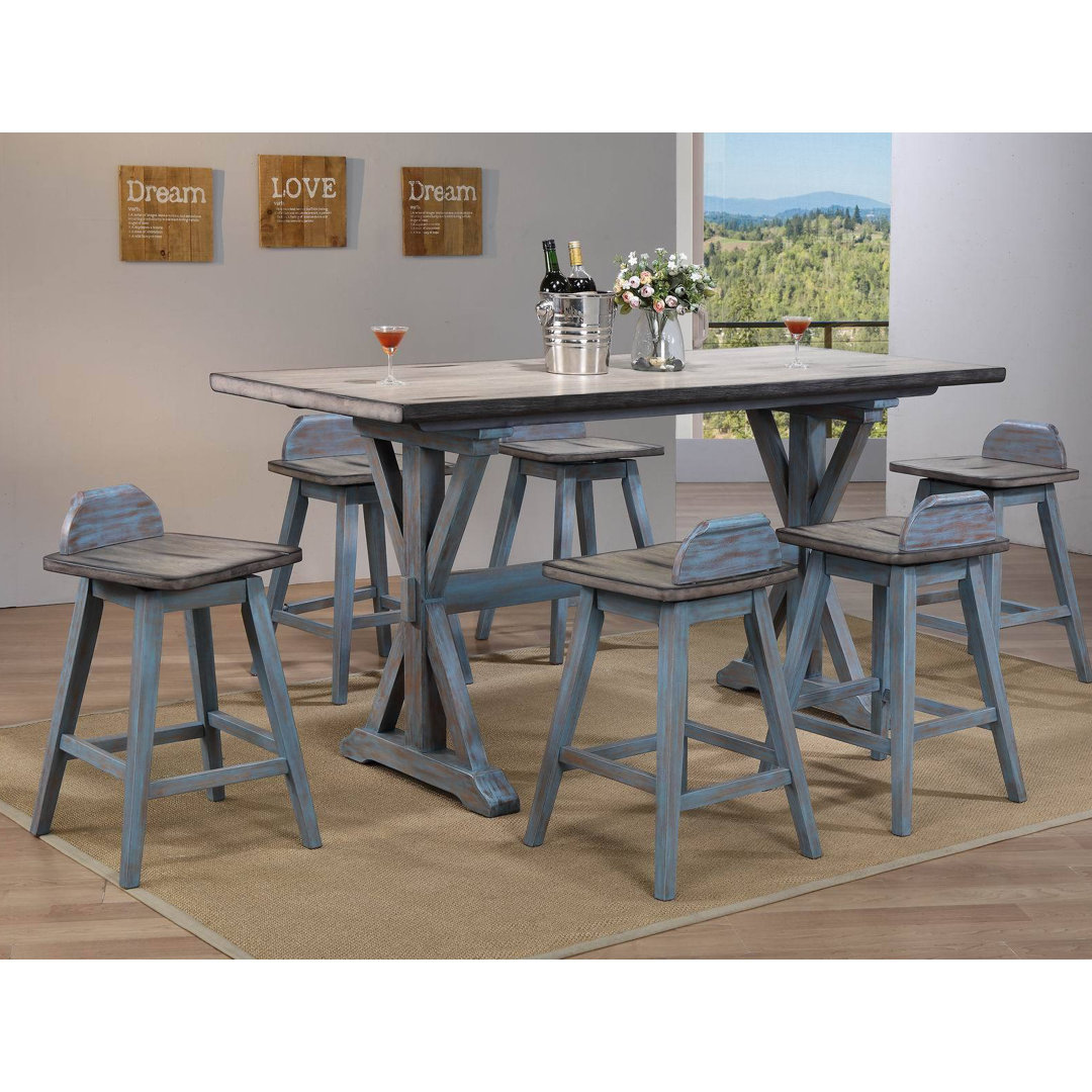 Darreio 6 - Person Solid Wood Solid Wood Top Legs Dining Set Rosecliff Heights