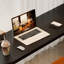 Bureau en bois massif en forme de L noir + bureau en acrylique-1577908186-1577908185