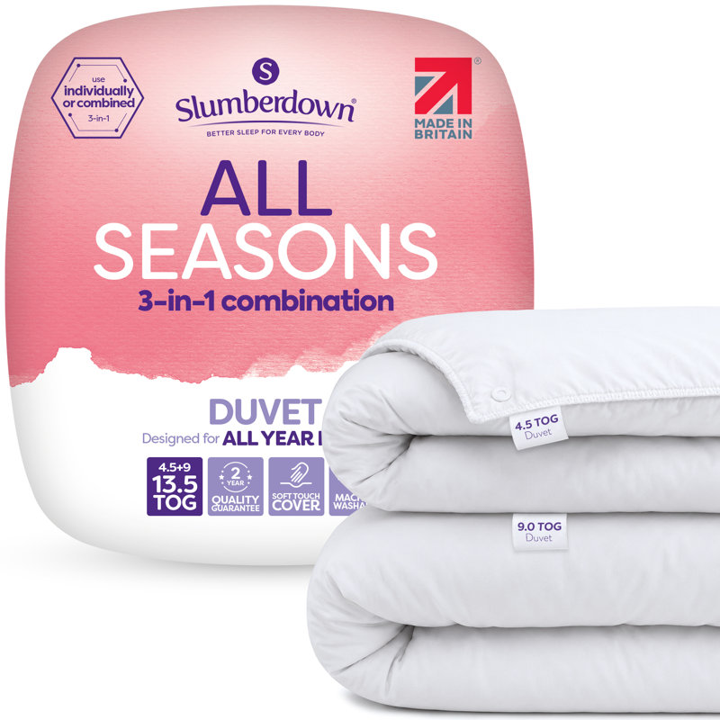 Slumberdown All Seasons 13 Tog (4.5 Tog + 9.5 Tog) All year round Machine washable Duvet, Super King (220x 260cm)