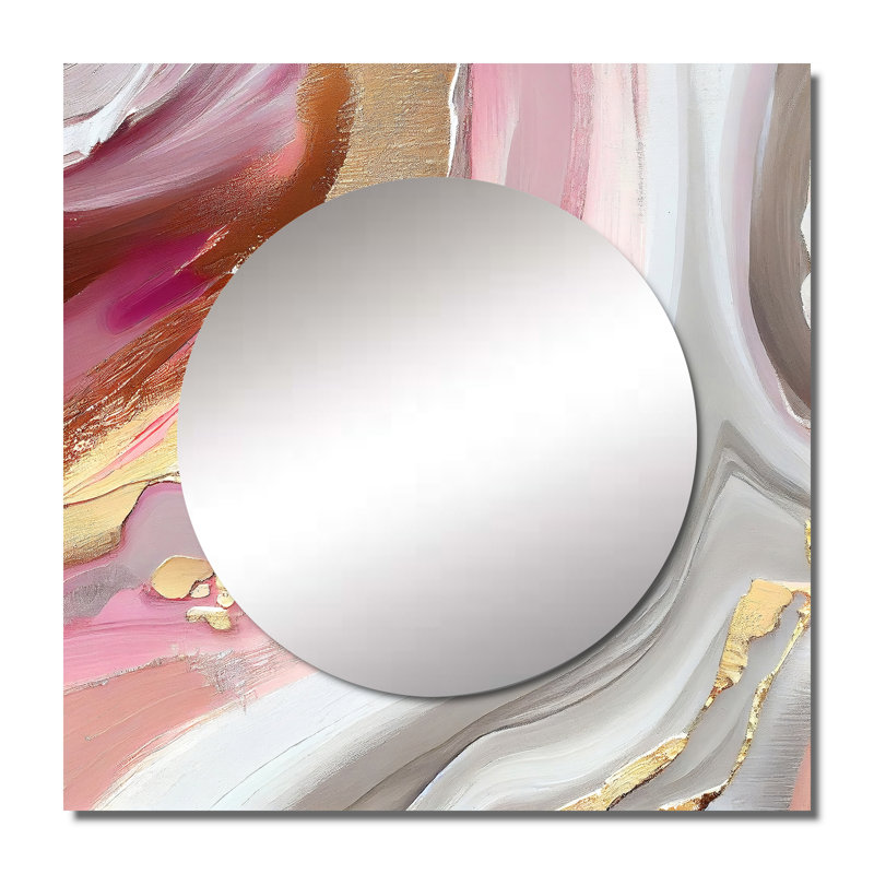 Ladarius - Art mural miroir carré abstrait en marbre pour salle de bain, 36 po x 36 po