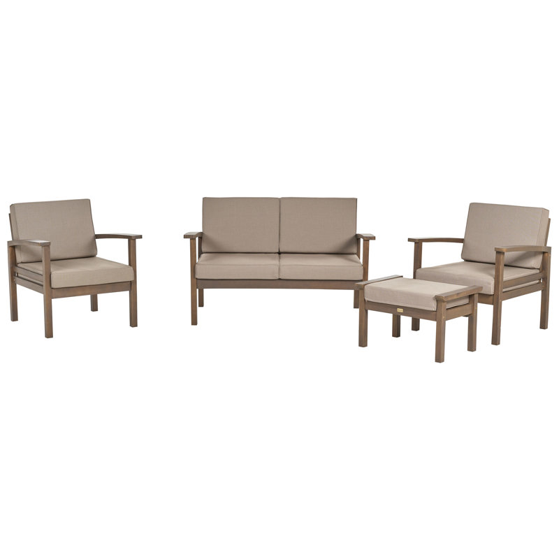 Klarissa Solid Wood 5 - Person Seating Group with Cushions