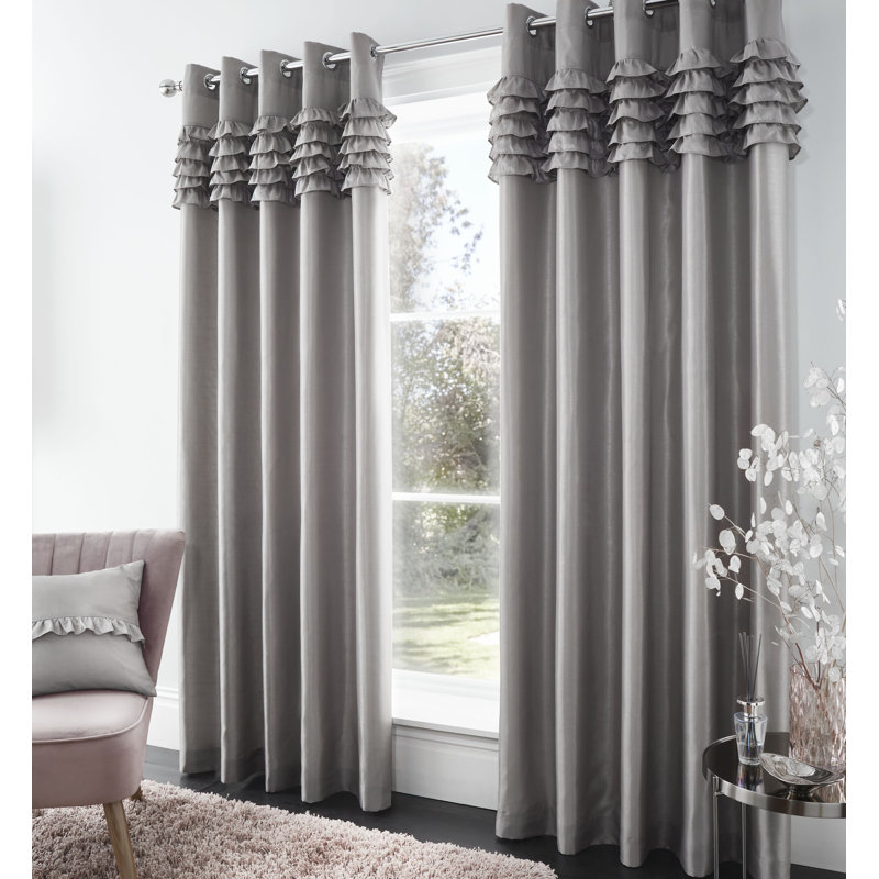 Flamenco Curtains, Silver, Width 168 x Drop 183cm
