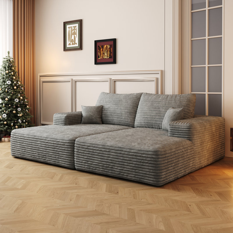 Boneless Celestarae 74.8" Modern Sofa Bed With Dual Sleeper Lounger, Gray