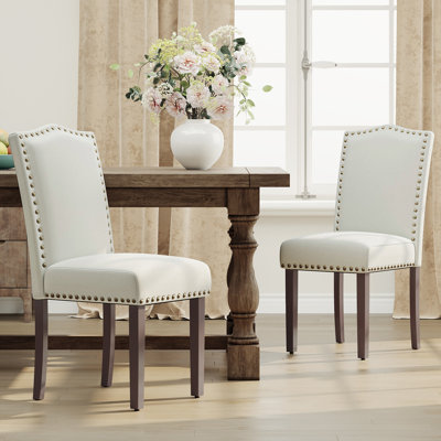Chaise de salle à manger rembourrée en tissu d'ameublement de 6 po avec pieds en bois massif Oakridge