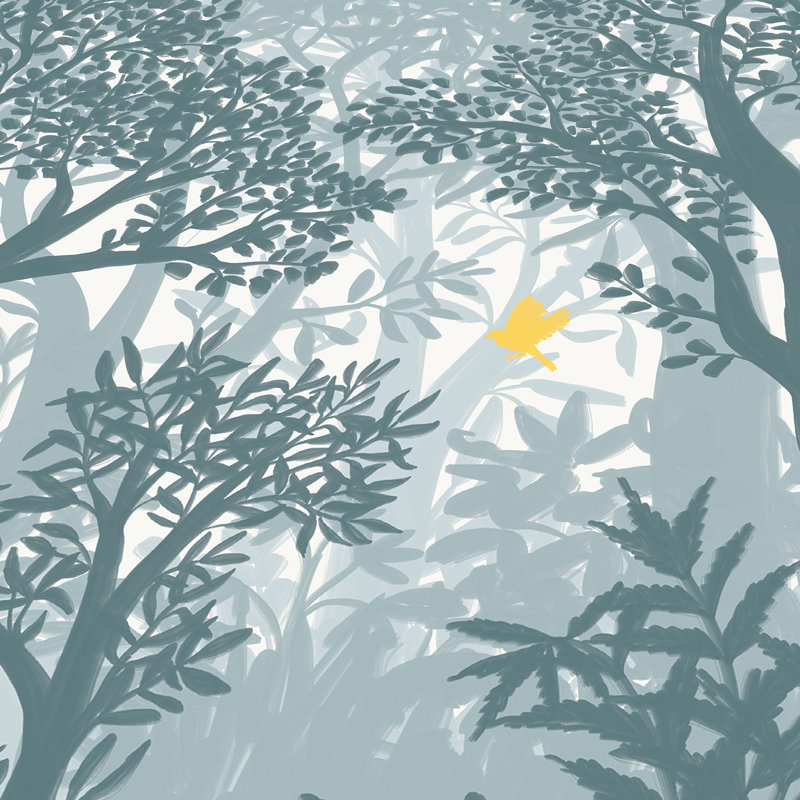 Forest Flight Wall Mural, Blue