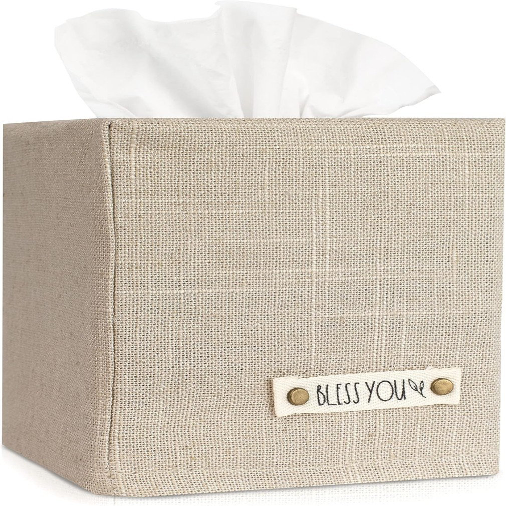 Ophelia & Co. Stylish Tissue Box Cover - This Beige Linen Holder ...
