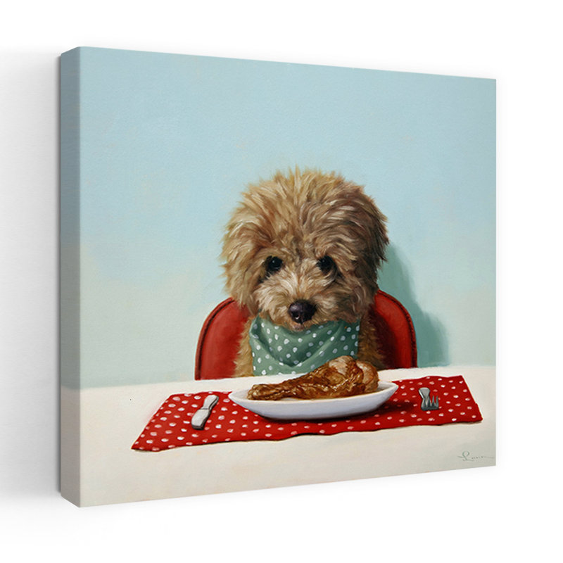 Art contemporain chiot chiot chow, H 18 po x l 18 po