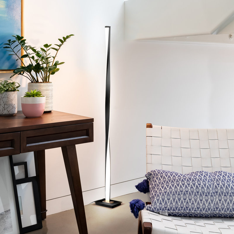 Helix 48" LED Modern Floor Lamp with 3-Way Dimness, Black