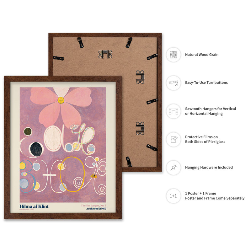 Hilma af Klimt - The Ten Larmost - Adulthood No1, Affiche, Encadrement brun, H 11 po x l 14 po