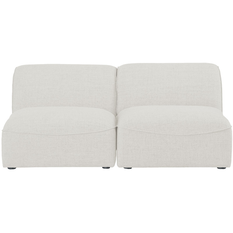 Canapé modulaire en lin Claramae, Tissu crème texturé en lin