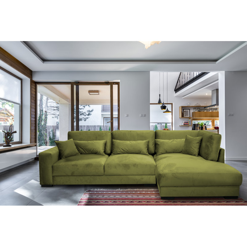 Nahkita 4 Seater Corner Sofa , Right Hand Facing, Light Green