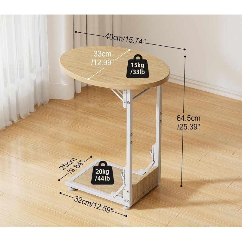 Folding Table, Natural/White