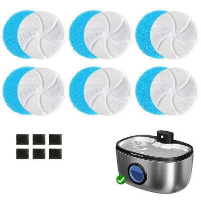 6-Pack Replacement Filters For ZCW001 Cat Water Fountain And Pump