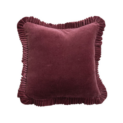 Cotton Velvet Pillow With Ruffle