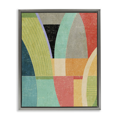 Cadre flottant rétro avec arches géométriques, design par Suzanne Nicoll