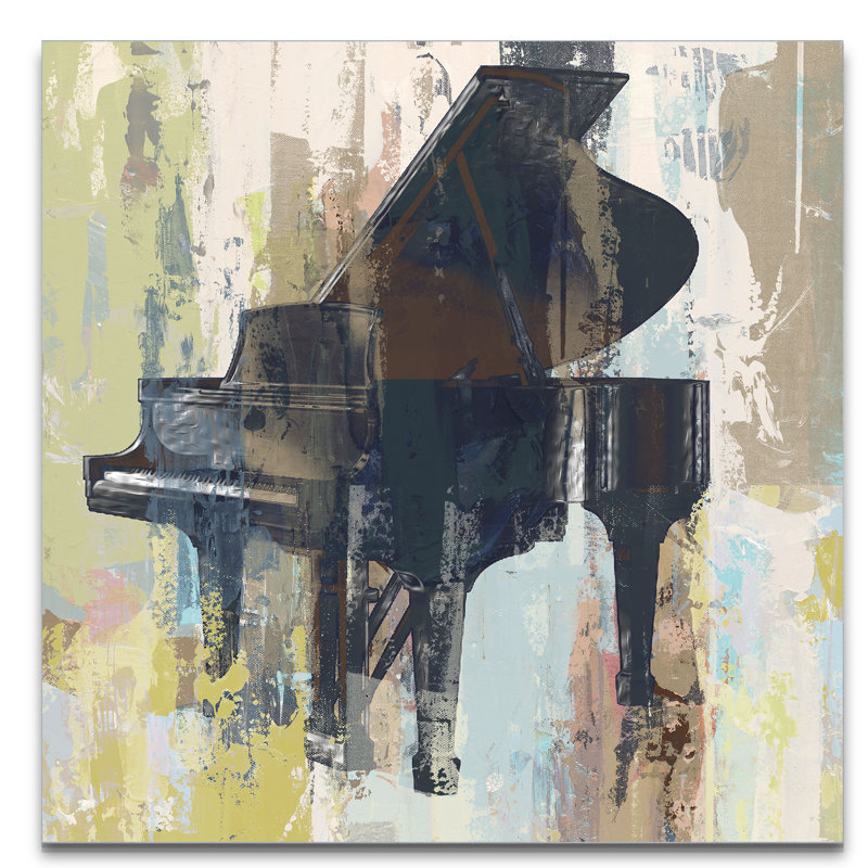" Bluebird Piano ", 40" H x 40" W x 1.5" D, Wrapped Canvas
