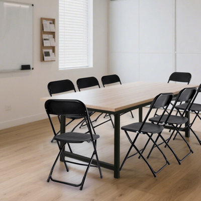 10 Pack Black Folding Chairs, Portable Stackable Commercial Foldable Chair, Indoor Outdoor Plastic Folding Chair For Events/office/home/wedding/party, 400lbs Capacity