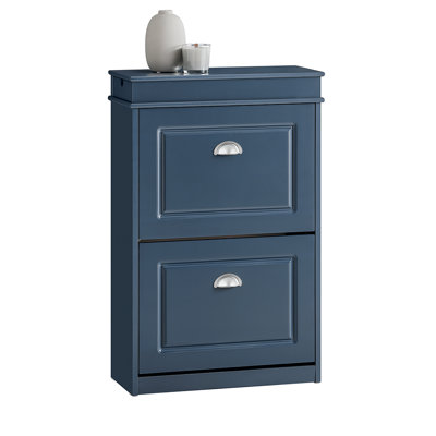 Petite armoire à chaussures bleue avec 2 tiroirs