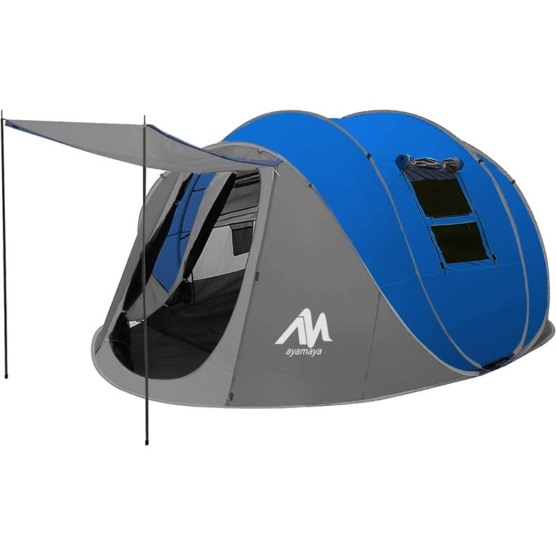 6 Persons Pop Up Tent Easy Setting Family Camping Tent, Blue