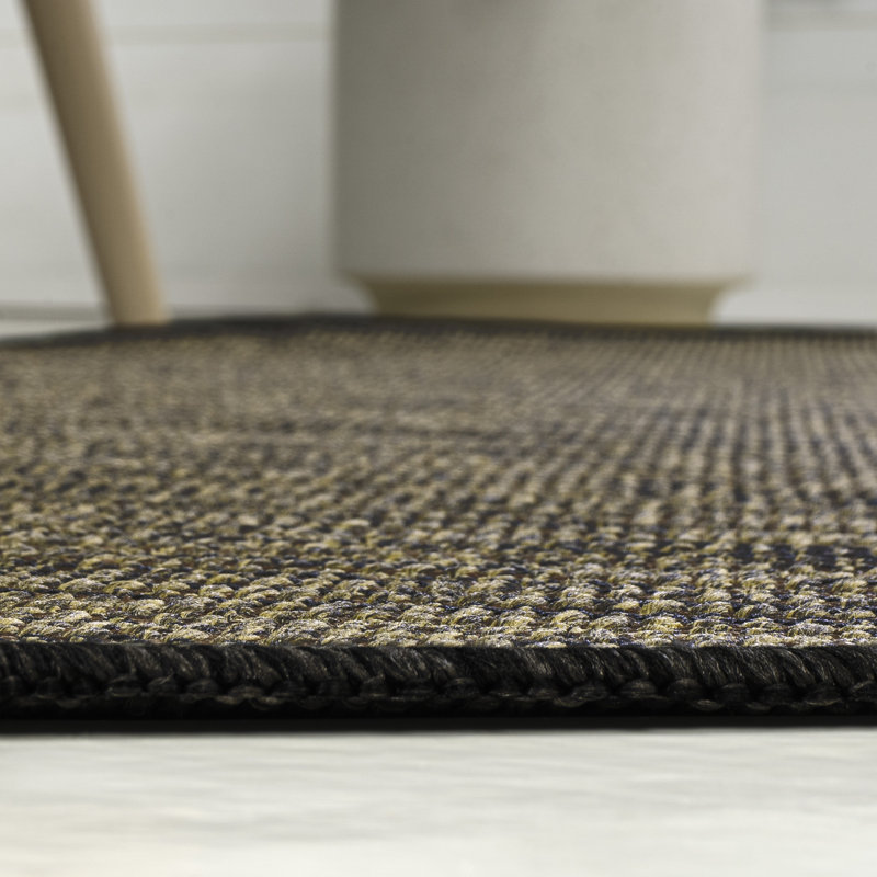 Tapis intérieur / extérieur brun / noir Omid, Nouveauté 6 pi 7 po x 9 pi 6 po