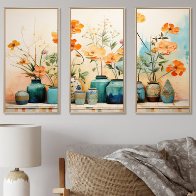 Aquarelle florale bleue II - art mural Boho