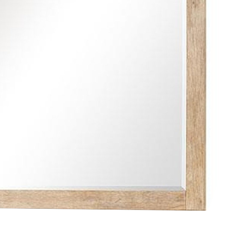 Miroir de commode Rexa, verre biseauté, bois massif brun naturel, 36 x 42