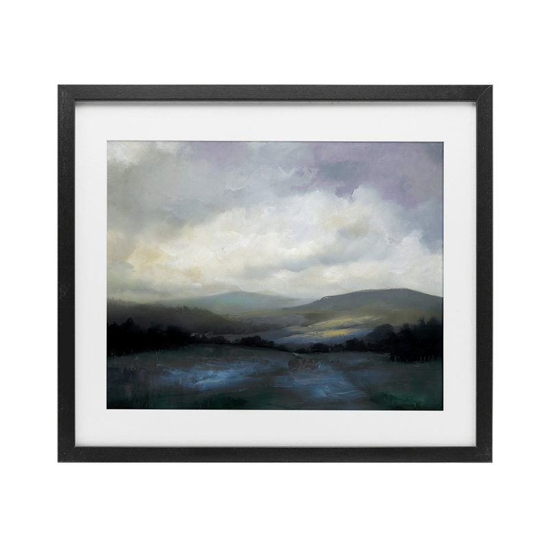 «Refreshed Quiet Mountainscape», reproduction sous verre encadrée, design par Annabelle Hall, H 13 po x l 16 po