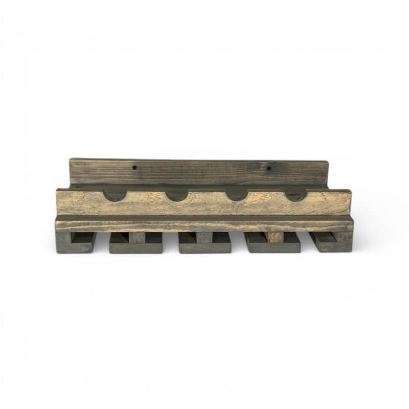 Support à vin mural avec porte-verre Rustic Luxe, Gris