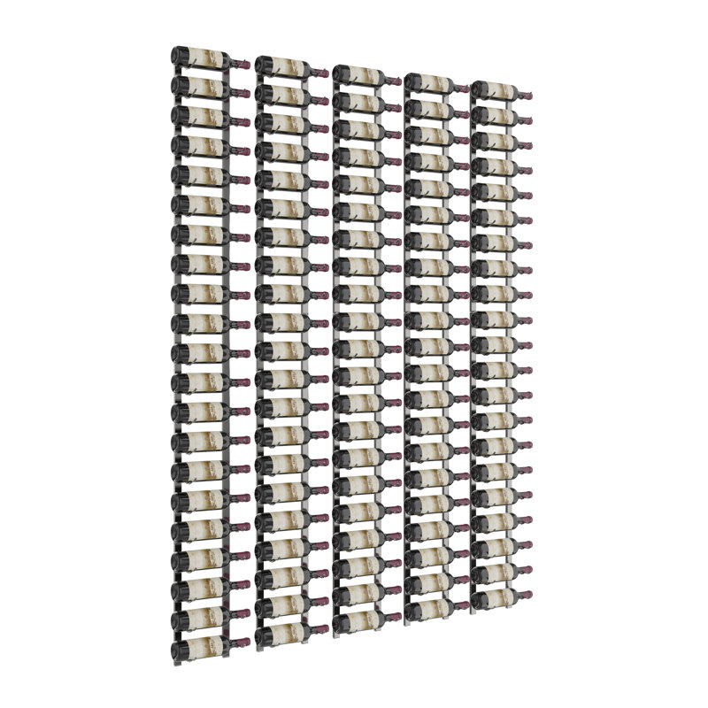 Ensemble de support à vin mural Iyleena 8 (120 bouteilles, nickel brossé), Noir mat, H 84 po x l 65 po x P 5,25 po