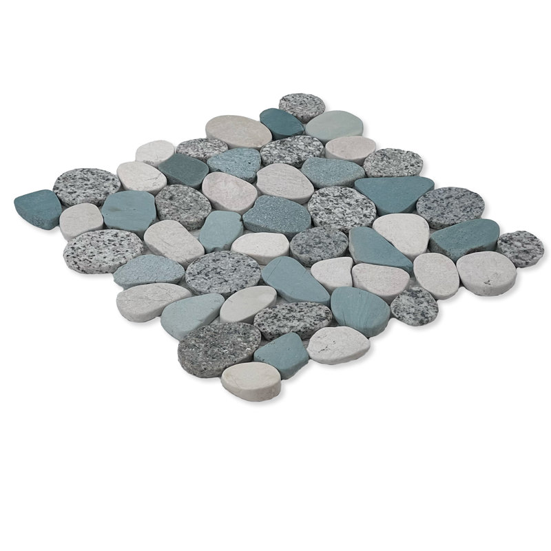 Sliced Pebble Mosaic Wall & Floor Tile, Speckled Green