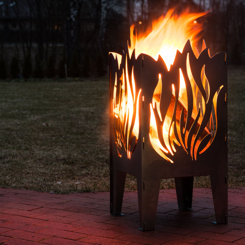 Redner Square Steel Wood Burning Smokeless Fire Pit
