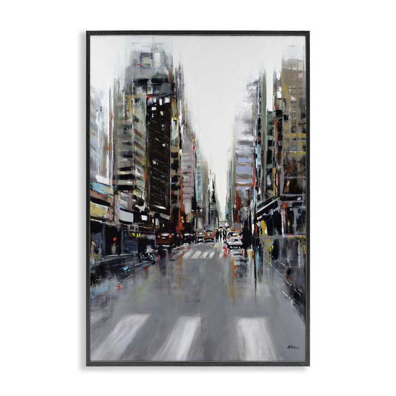 Giclée encadrée, La Ville, par Aziz Kadmiri, Giclée encadrée noir minuit, H 24 po x l 16 po