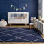 Tapis bleu marine en laine touffeté à la main à motif géométrique-1463843150