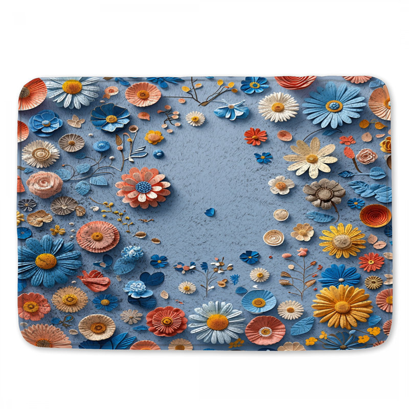 Tapis de bain floral, L 34 po x L 21 po
