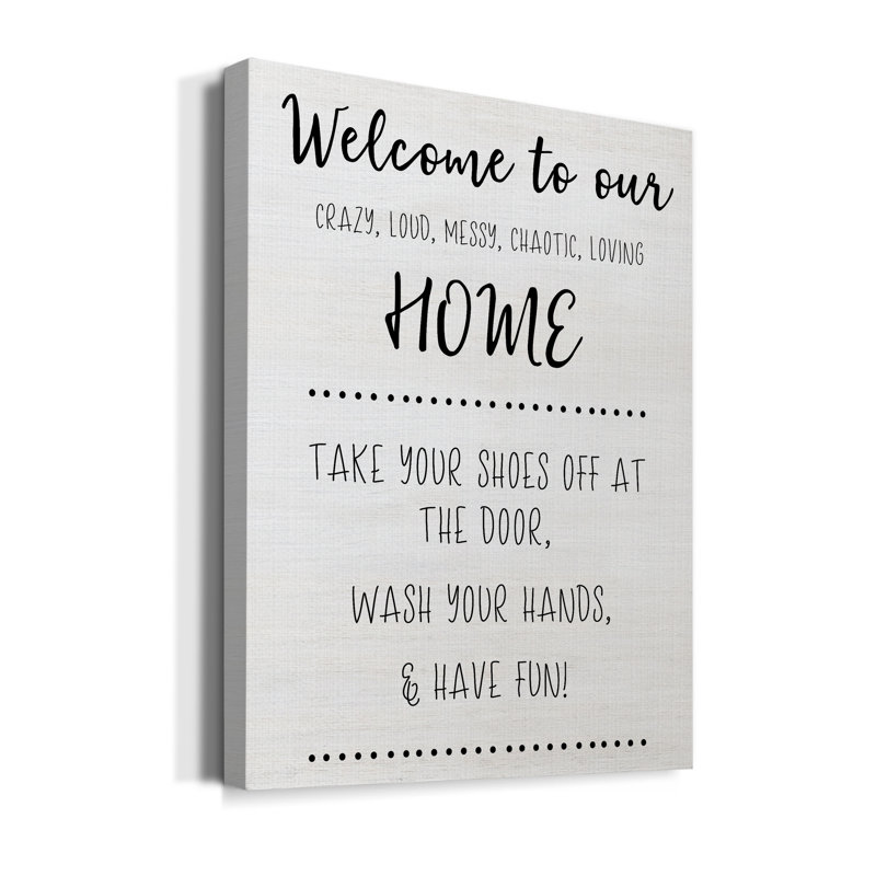 Welcome to Our Home par CAD Designs - reproduction d'art textuel sur toile tendue, H 36 po x l 24 po