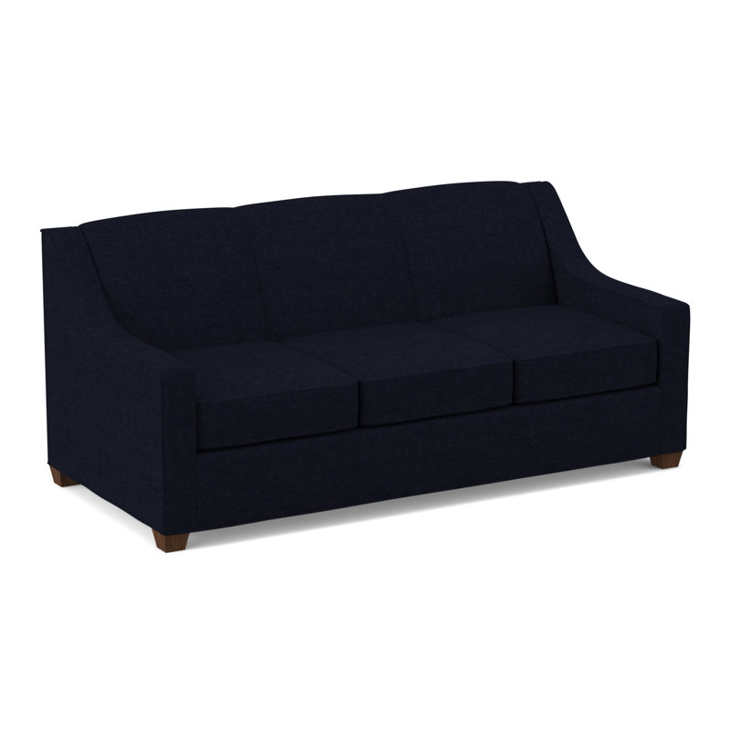 Phillips Square Arm Sofa with Reversible Cushions, Saylor Navy, 34.5" H x 76" W x 36" D, Montana Walnut