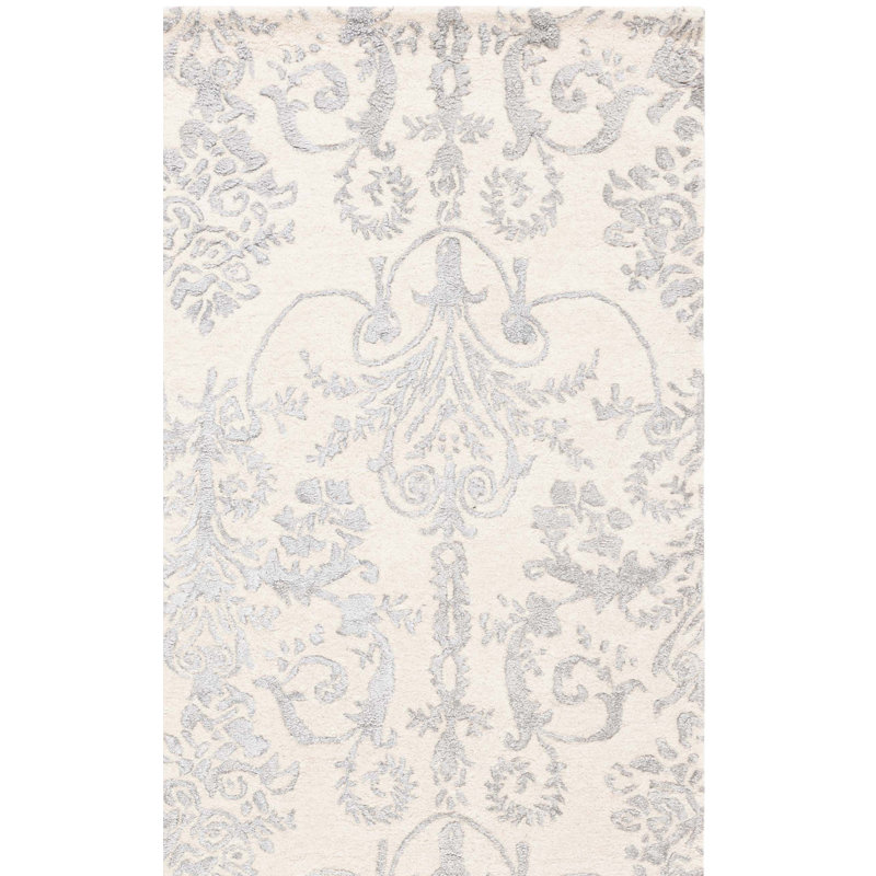 Tapis floral en laine et en viscose touffeté à la main Shillington, Rectangle 3 pi x 5 pi